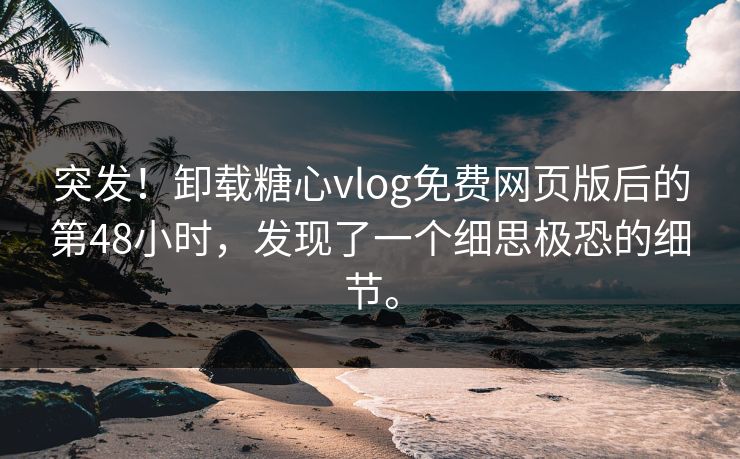 突发！卸载<strong>糖心vlog</strong>免费网页版后的第48小时，发现了一个细思极恐的细节。