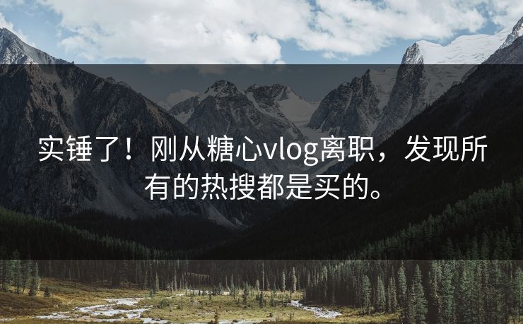 实锤了！刚从糖心vlog离职，发现所有的热搜都是买的。