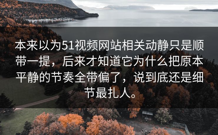 本来以为51视频网站相关动静只是顺带一提，后来才知道它为什么把原本平静的节奏全带偏了，说到底还是细节最扎人。