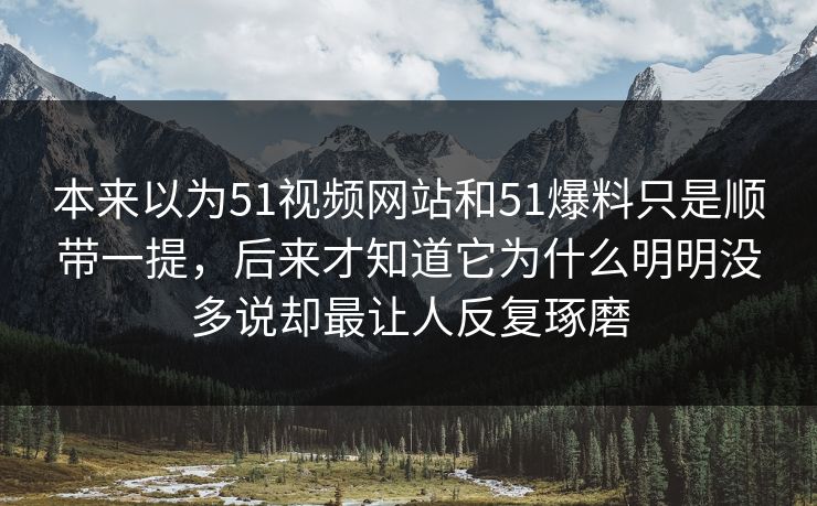 本来以为51视频网站和51爆料只是顺带一提，后来才知道它为什么明明没多说却最让人反复琢磨